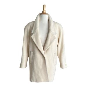 PAVILION Vintage 80s Cream Wool Cocoon Coat Union Made Minimalist Old Money LP